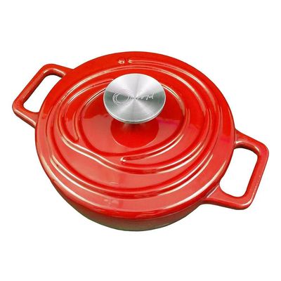 Caçarola de Ferro Fundido Esmaltado Oxford Aroma Vermelha 24cm Para Fogão Indução