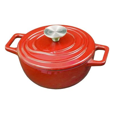 Caçarola de Ferro Fundido Esmaltado Oxford Aroma Vermelha 24cm Para Fogão Indução