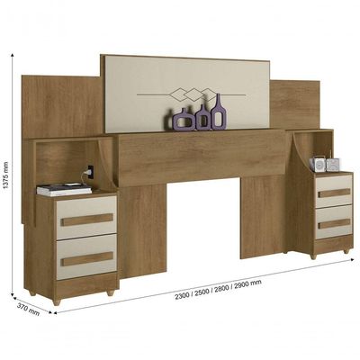 Cabeceira De Casal Extensível Síria Cinamomo Com Off White - Rv Móveis