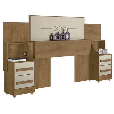 Cabeceira De Casal Extensível Síria Cinamomo Com Off White - Rv Móveis