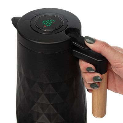 Garrafa Térmica Lyor New Diamond 1L Preta com Termômetro Preto