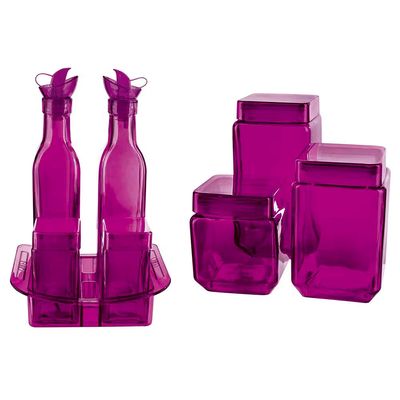 Conjunto de Galheteiro e Potes Euro Home Roxo 7 Peças Roxo