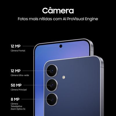 Smartphone Galaxy S25 FE 5G Tela 6,7 polegadas AMOLED 128GB 8GB RAM Câmera 50MP Azul-Marinho Samsung Azul