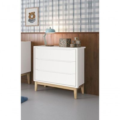 Cômoda Gaveteiro Classic New Branco Fosco Com Natural - Reller