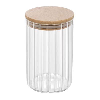 Porta Mantimento 700ml Vidro Borossilicato Tampa Bambu Wolff Transparente