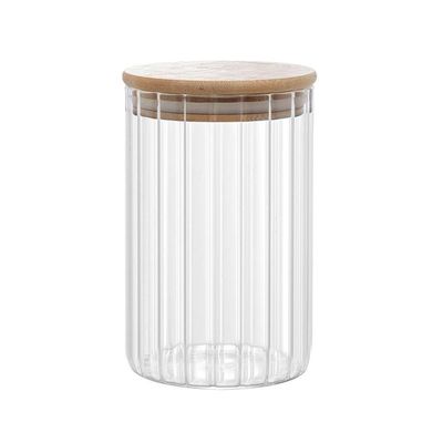 Porta Mantimento 700ml Vidro Borossilicato Tampa Bambu Wolff Transparente