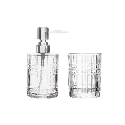 Conjunto para Banheiro Calcutá 2 Peças (Porta-Sabonete e Porta-Escovas) em Vidro Lyor Transparente
