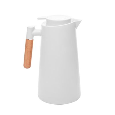 Garrafa Térmica Lyor Escandinávia 1L Branca Cabo de Madeira Branco