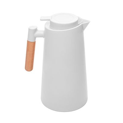Garrafa Térmica Lyor Escandinávia 1L Branca Cabo de Madeira Branco