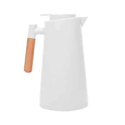 Garrafa Térmica Lyor Escandinávia 1L Branca Cabo de Madeira Branco