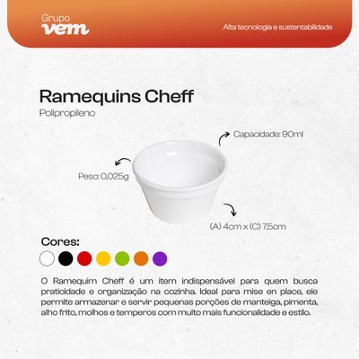 Ramequim Cheff 90ml Branco em Polipropileno