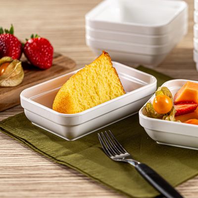 Travessa Cheff Retangular 250ml Branca em Polipropileno