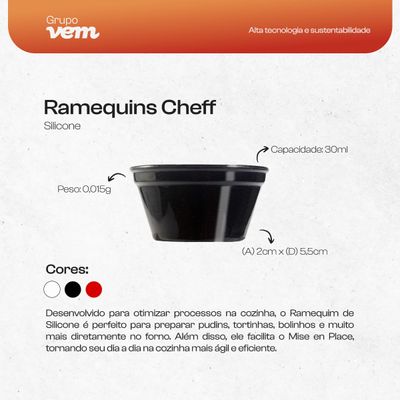 Ramequim Cheff 150ml Preto em Silicone