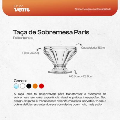 Taça Paris de Sobremesa 150ml Natural em Policarbonato