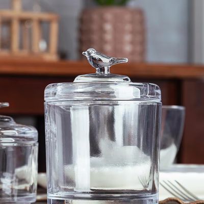 Pote de Cristal Ecológico Bird com Tampa em Alto-Relevo Wolff Transparente