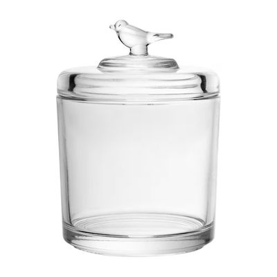 Pote de Cristal Ecológico Bird com Tampa em Alto-Relevo Wolff Transparente