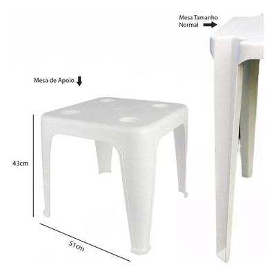 Mesa Quadrada Plástica Apoio Multiuso Porta Copos Mor 02 Und