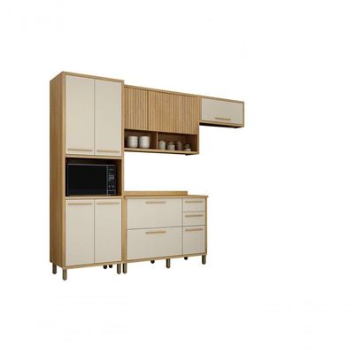 Cozinha Torino 4 Peças Valdemoveis Cinamomo/off White