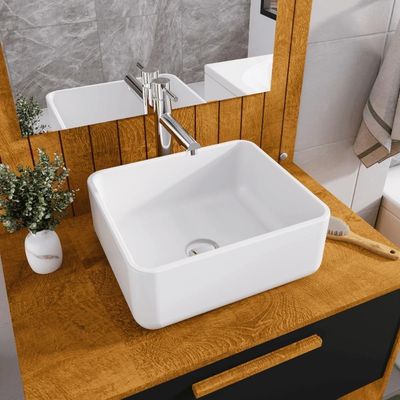 Conjunto Gabinete Com Espelheira Para Banheiro Orion Naturalle Preto Fosco