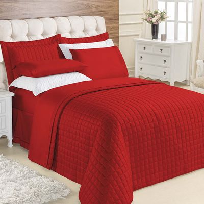 Kit Cobre Leito Colcha Veneza King 3 Peças Hipercal 180 Fios - Vermelho
