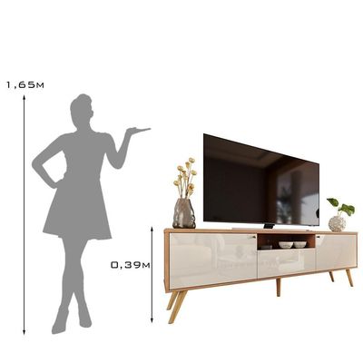 Rack Para Até 70 Polegadas 2 Portas E 1 Gaveta Sevilla 183cm Jequitibá-off White Perolizado