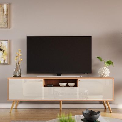 Rack Para Até 70 Polegadas 2 Portas E 1 Gaveta Sevilla 183cm Jequitibá-off White Perolizado