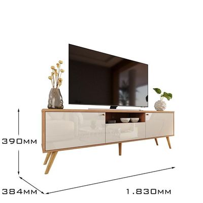 Rack Para Até 70 Polegadas 2 Portas E 1 Gaveta Sevilla 183cm Jequitibá-off White Perolizado