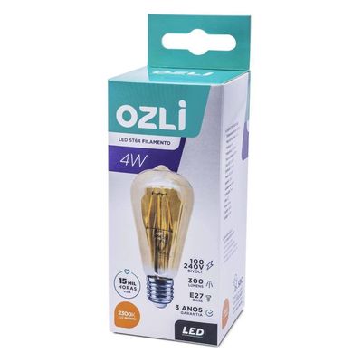 Lâmpada Led Bulbo St Filamento E27 4w 2300k Bivolt Branco Quente