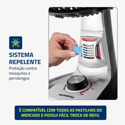 Ventilador de Mesa Mondial Turbo 8 Pás 40 cm Repelente Pastilha VTX-40-8P-RP 110