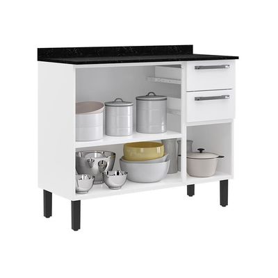 Balcão De Cozinha Itatiaia Em Aço 3 Portas 2 Gavetas Branco Florença