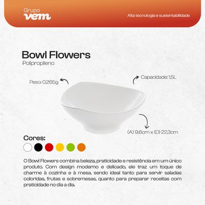 Bowl Flowers 1,5L Vermelho em Polipropileno