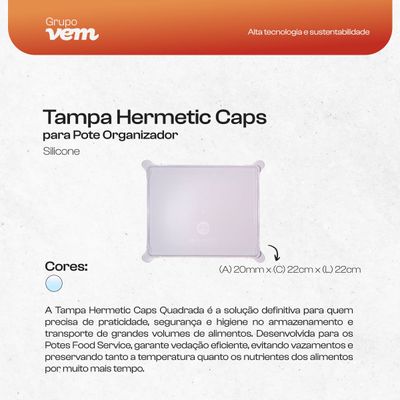 Tampa Hermetic Caps para Pote Organizador 8L Natural em Silicone