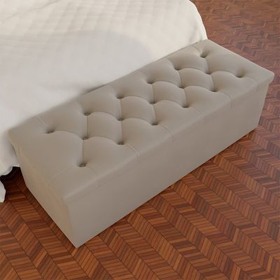 Recamier Baú 140 cm Turquia Styllus com Strass Veludo Nude
