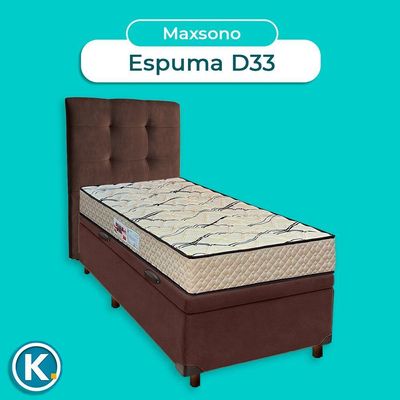 Cama + Bau Blindado E Colchão D33 Solteiro - Maxsono Paropas + Cabeceira