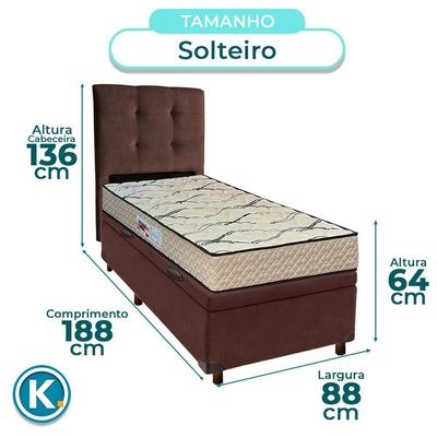 Cama + Bau Blindado E Colchão D33 Solteiro - Maxsono Paropas + Cabeceira