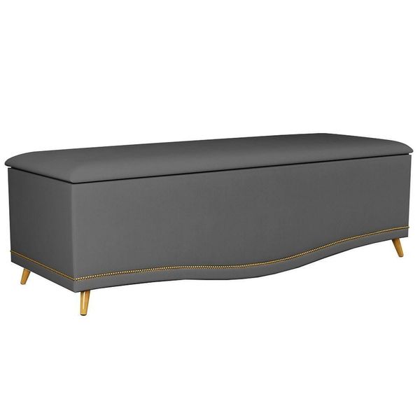 Calçadeira Baú Queen 160cm Imperial J02 Suede Chumbo