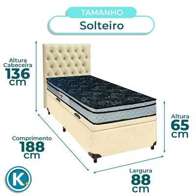 Cama + Bau Blindado E Colchão D28 Solteiro - Conforto Paropas + Cabeceira