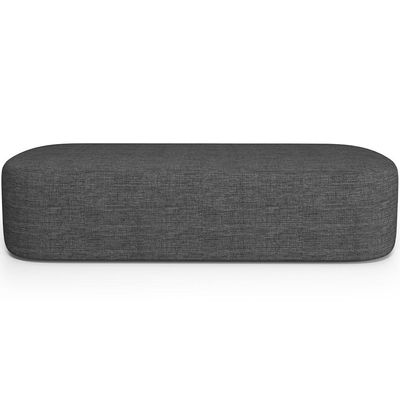 Cabeceira Cama Box King 195cm Lanna com Puff Recamier Doha W01 Linho Cinza Escuro - Lyam Decor
