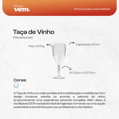 Taça de Vinho 450ml em Policarbonato