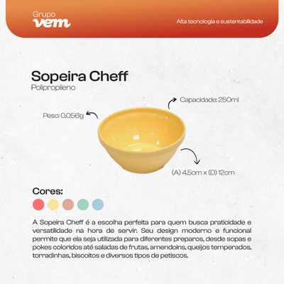 Sopeira Cheff Redonda 250ml Azul em Polipropileno