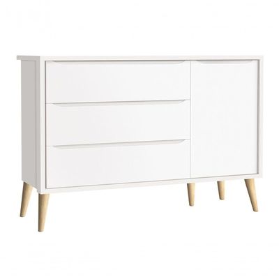 Jogo De Quarto Para Bebê Completo 3 Portas Théo New Branco Fosco Com Natural - Moveisaqui