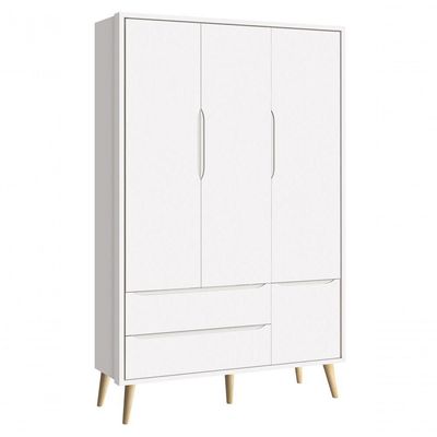 Jogo De Quarto Para Bebê Completo 3 Portas Théo New Branco Fosco Com Natural - Moveisaqui