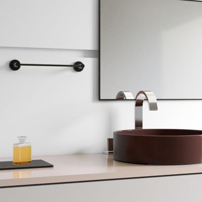 Porta Toalha Toalheiro Para Banheiro Preto Fosco Atenas 45cm