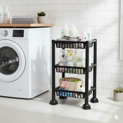 Estante Orgnizadora 3 Prateleiras Fruteira Chao Cozinha Cesto Mesa Empilhavel 3 Andares Multiuso Casa Frutas Porta Treco