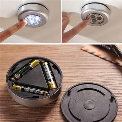 Luminaria Toque 3 Leds Abajur Sem Fio Bancada Closet Guarda Roupa Luz Leitura Quarto Bebe Touch Super Potente Com Adesiv