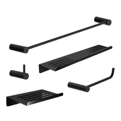 Kit Acessórios Para Banheiro Preto Fosco 5 Peças Grego Metal 2101or