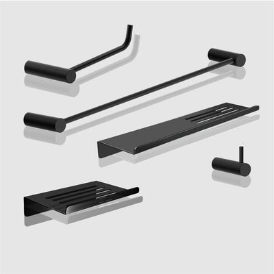 Kit Acessórios Para Banheiro Preto Fosco 5 Peças Grego Metal 2101or