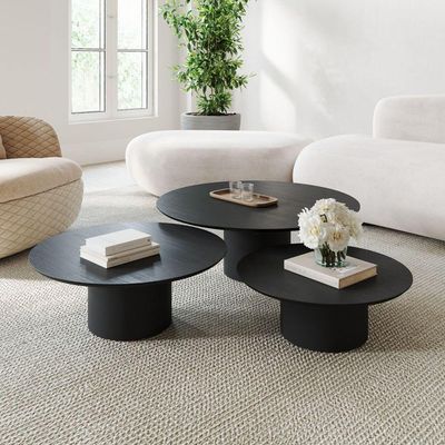 Conjunto Mesa De Centro Ava Em Madeira Preto
