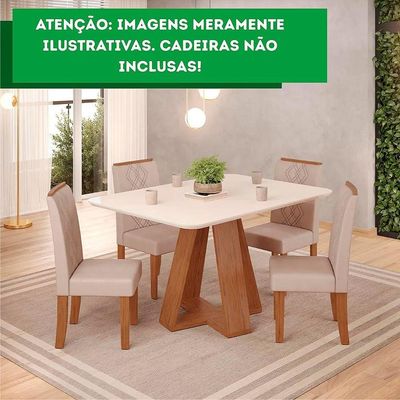 Mesa De Jantar Kiara Tampo Chanfrado Curvo Freijó Com Quartzo