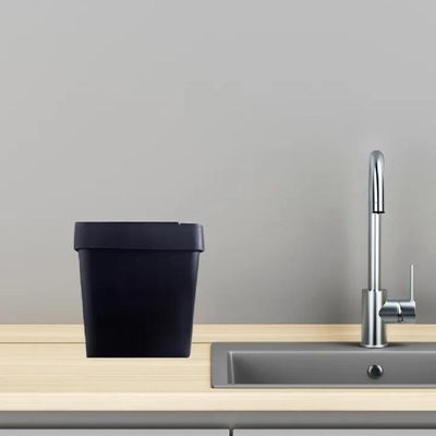 Lixeira Pia Cozinha Preta Cesto De Lixo 2,5l Tampa Multiuso Casa Bancada Consultorio Compacta Ecologica